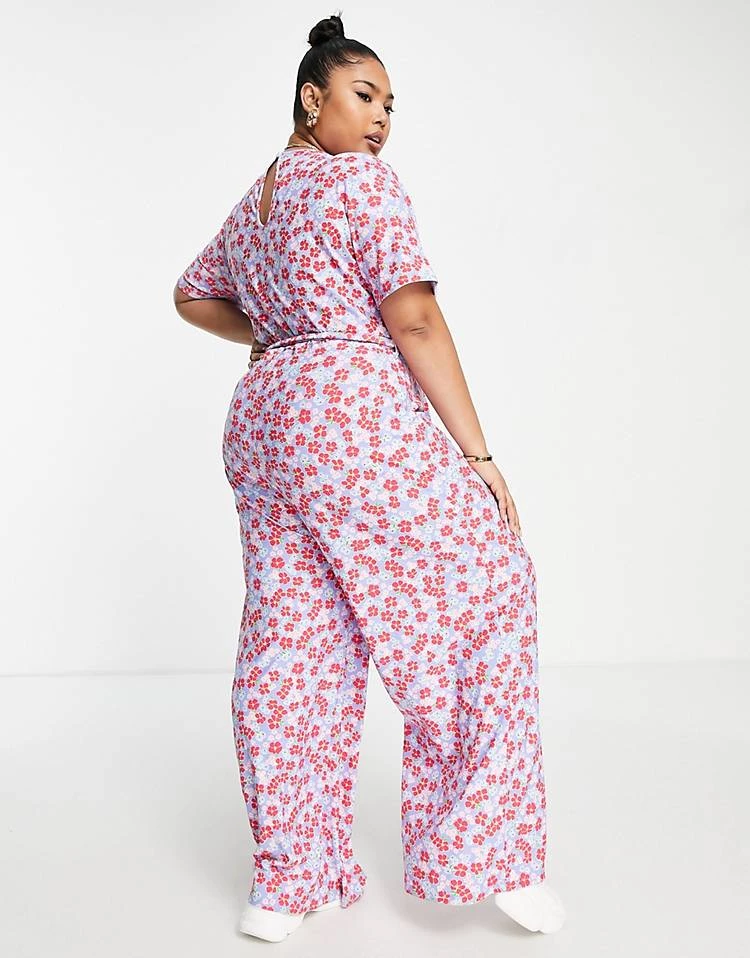 Wednesday's Girl Curve Relaxed Belted Jumpsuit In Bright Floral For Women Spring Floral 3 Wednesday's Girl Curve Relaxed Belted Jumpsuit In Bright Floral For Women Spring Floral - Image 2