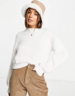 Wednesday's Girl Oversized Jumper In Fluffy Knit For Women White -Wednesday's Girl Sales 2022 unnamed file 1008