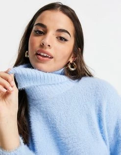 Wednesday's Girl Ultimate Relaxed Jumper With High Neck For Women Light Blue -Wednesday's Girl Sales 2022 unnamed file 1012