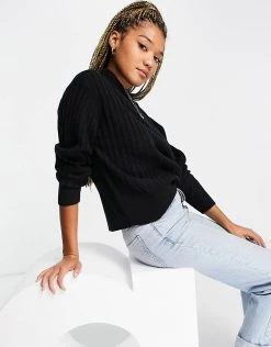 Wednesday's Girl Ultimate Relaxed Jumper In Rib Knit For Women Black -Wednesday's Girl Sales 2022 unnamed file 1017