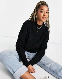 Wednesday's Girl Ultimate Relaxed Jumper In Rib Knit For Women Black -Wednesday's Girl Sales 2022 unnamed file 1019