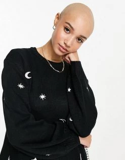 Wednesday's Girl Jumper With Celestial Embroidery For Women Black -Wednesday's Girl Sales 2022 unnamed file 1022