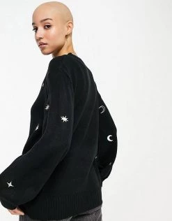 Wednesday's Girl Jumper With Celestial Embroidery For Women Black -Wednesday's Girl Sales 2022 unnamed file 1023