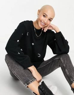 Wednesday's Girl Jumper With Celestial Embroidery For Women Black -Wednesday's Girl Sales 2022 unnamed file 1024