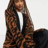 Wednesday's Girl Longline Cardigan In Animal Print For Women Brown Animal -Wednesday's Girl Sales 2022 unnamed file 1050
