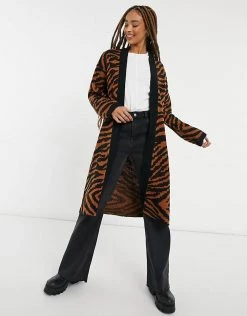 Wednesday's Girl Longline Cardigan In Animal Print For Women Brown Animal -Wednesday's Girl Sales 2022 unnamed file 1052