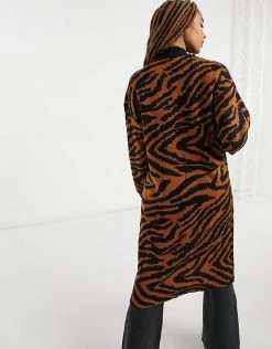 Wednesday's Girl Longline Cardigan In Animal Print For Women Brown Animal -Wednesday's Girl Sales 2022 unnamed file 1053