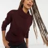 Wednesday's Girl High Neck Jumper With Pockets For Women Burgundy -Wednesday's Girl Sales 2022 unnamed file 1060