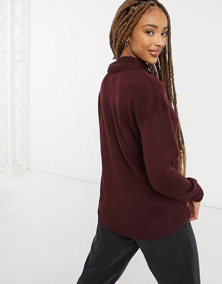 Wednesday's Girl High Neck Jumper With Pockets For Women Burgundy 5 Wednesday's Girl High Neck Jumper With Pockets For Women Burgundy - Image 3