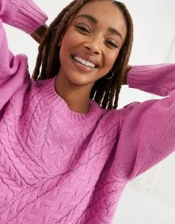 Wednesday's Girl Relaxed Jumper In Textured Knit For Women Pink -Wednesday's Girl Sales 2022 unnamed file 1068
