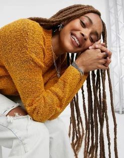 Wednesday's Girl Oversized Jumper In Textured Knit For Women Mustard