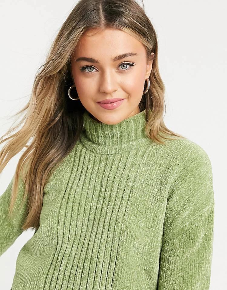 Wednesday's Girl High Neck Jumper In Chenille For Women Olive 4 Wednesday's Girl High Neck Jumper In Chenille For Women Olive - Image 3