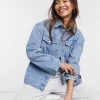 Wednesday's Girl Oversized Denim Jacket In Light Wash For Women Light Wash Blue