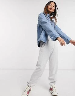 Wednesday's Girl Oversized Denim Jacket In Light Wash For Women Light Wash Blue -Wednesday's Girl Sales 2022 unnamed file 1093