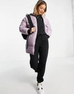 Wednesday's Girl Oversized Longline Padded Jacket In Pastel For Women Lilac -Wednesday's Girl Sales 2022 unnamed file 1098