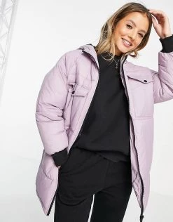 Wednesday's Girl Oversized Longline Padded Jacket In Pastel For Women Lilac -Wednesday's Girl Sales 2022 unnamed file 1099