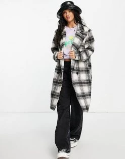 Wednesday's Girl Tailored Coat In Monochrome Check For Women Black Cream Check -Wednesday's Girl Sales 2022 unnamed file 1104