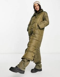 Wednesday's Girl Oversized Longline Padded Jacket For Women Khaki -Wednesday's Girl Sales 2022 unnamed file 1109