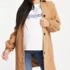 Wednesday's Girl Maternity Tailored Coat In Camel For Women
