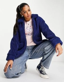 Wednesday's Girl Teddy Coat In Navy For Women -Wednesday's Girl Sales 2022 unnamed file 1129