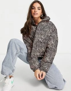 Wednesday's Girl Padded Jacket In Leopard Print For Women Brown Leopard -Wednesday's Girl Sales 2022 unnamed file 1132