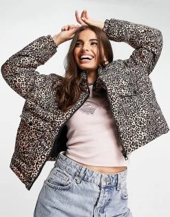 Wednesday's Girl Padded Jacket In Leopard Print For Women Brown Leopard -Wednesday's Girl Sales 2022 unnamed file 1134