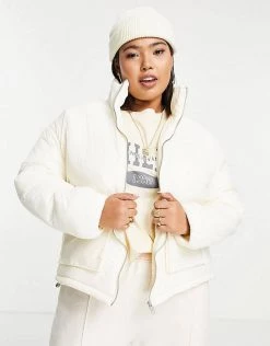 Wednesday's Girl Curve Oversized Jacket With Pockets For Women Beige -Wednesday's Girl Sales 2022 unnamed file 1148