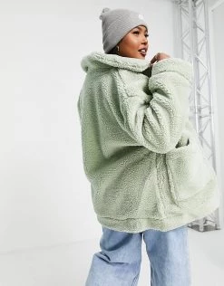 Wednesday's Girl Curve Teddy Coat In Pastel For Women Mint -Wednesday's Girl Sales 2022 unnamed file 1157