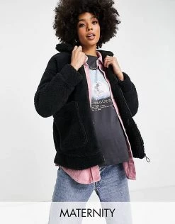 Wednesday's Girl Maternity Teddy Coat For Women Black -Wednesday's Girl Sales 2022 unnamed file 1164