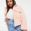 Wednesday's Girl Curve Oversized Jacket With Pocket In Teddy Fleece For Women Light Pink