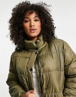Wednesday's Girl Curve Oversized Longline Padded Jacket For Women Khaki -Wednesday's Girl Sales 2022 unnamed file 1198