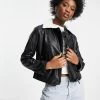 Wednesday's Girl Biker Jacket With Sherpa Collar In Faux Leather For Women Black -Wednesday's Girl Sales 2022 unnamed file 1200