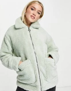 Wednesday's Girl Teddy Coat In Pastel For Women Mint -Wednesday's Girl Sales 2022 unnamed file 1207