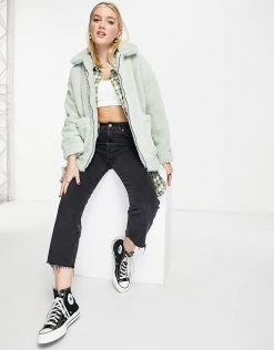 Wednesday's Girl Teddy Coat In Pastel For Women Mint -Wednesday's Girl Sales 2022 unnamed file 1208