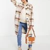 Wednesday's Girl Maternity Longline Coat In Vintage Check For Women Cream Brown Check -Wednesday's Girl Sales 2022 unnamed file 1225