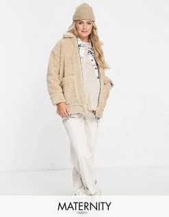 Wednesday's Girl Maternity Teddy Coat For Women Beige -Wednesday's Girl Sales 2022 unnamed file 1234