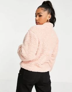 Wednesday's Girl Oversized Jacket With Pocket In Teddy Fleece For Women Light Pink -Wednesday's Girl Sales 2022 unnamed file 1236