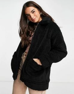 Wednesday's Girl Teddy Coat For Women Black