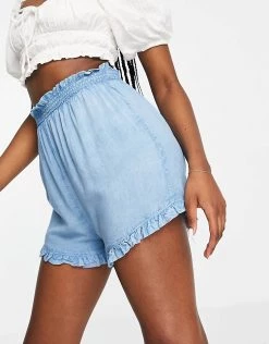 Wednesday's Girl Relaxed Shorts In Chambray For Women Light Wash Chambray -Wednesday's Girl Sales 2022 unnamed file 1264