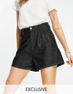 Wednesday's Girl High Waist Mom Shorts In Black Wash Denim For Women Black Denim -Wednesday's Girl Sales 2022 unnamed file 1274