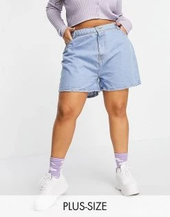 Wednesday's Girl Curve High Waist Mom Shorts In Light Wash Denim For Women -Wednesday's Girl Sales 2022 unnamed file 1279