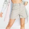 Wednesday's Girl High Waist Mom Shorts In Stone Wash Denim For Women