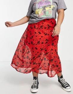 Wednesday's Girl Curve Midi Skirt In Red Black Floral For Women -Wednesday's Girl Sales 2022 unnamed file 1292