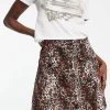 Wednesday's Girl Button Through Mini A-line Skirt In Grunge Leopard For Women -Wednesday's Girl Sales 2022 unnamed file 1295