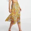 Wednesday's Girl Midi Skirt In Orange Floral For Women -Wednesday's Girl Sales 2022 unnamed file 1300