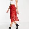 Wednesday's Girl Midi Skirt In Red Black Floral For Women -Wednesday's Girl Sales 2022 unnamed file 1305