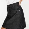 Wednesday's Girl Mini Skirt In Black Wash Denim For Women Black Denim