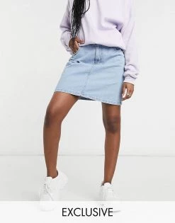 Wednesday's Girl Mini Skirt In Light Wash Denim For Women