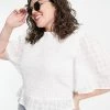 Wednesday's Girl Curve Shirred Blouse With Peplum Hem In White For Women 1 Wednesday's Girl Curve Shirred Blouse With Peplum Hem In White For Women -Wednesday's Girl Sales 2022 unnamed file 1340