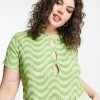 Wednesday's Girl Curve Crop T-shirt With Cut Out Detail In Green Wavy Print For Women 2 Wednesday's Girl Curve Crop T-shirt With Cut Out Detail In Green Wavy Print For Women -Wednesday's Girl Sales 2022 unnamed file 1345